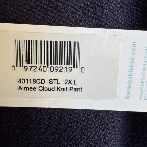 Frankies Bikinis Aimee Cloud Knit Starlight; Navy Blue White Stripe Flare Pant - Picture 9 of 10